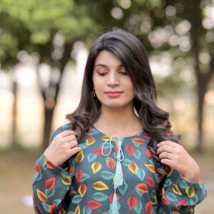 Teal Multicolor Printed Stitched Kurti