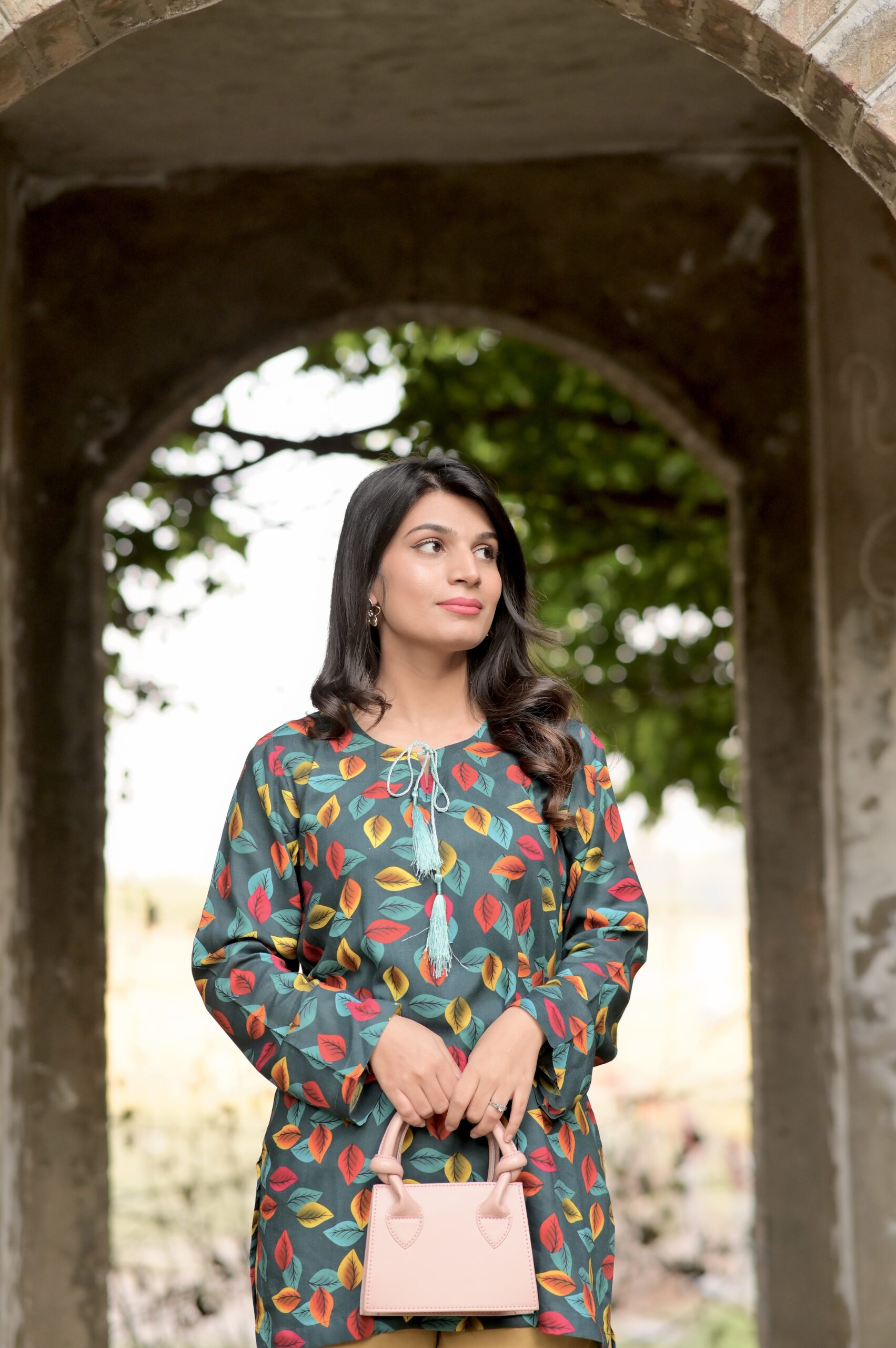 Teal Multicolor Printed Stitched Kurti - Image 3