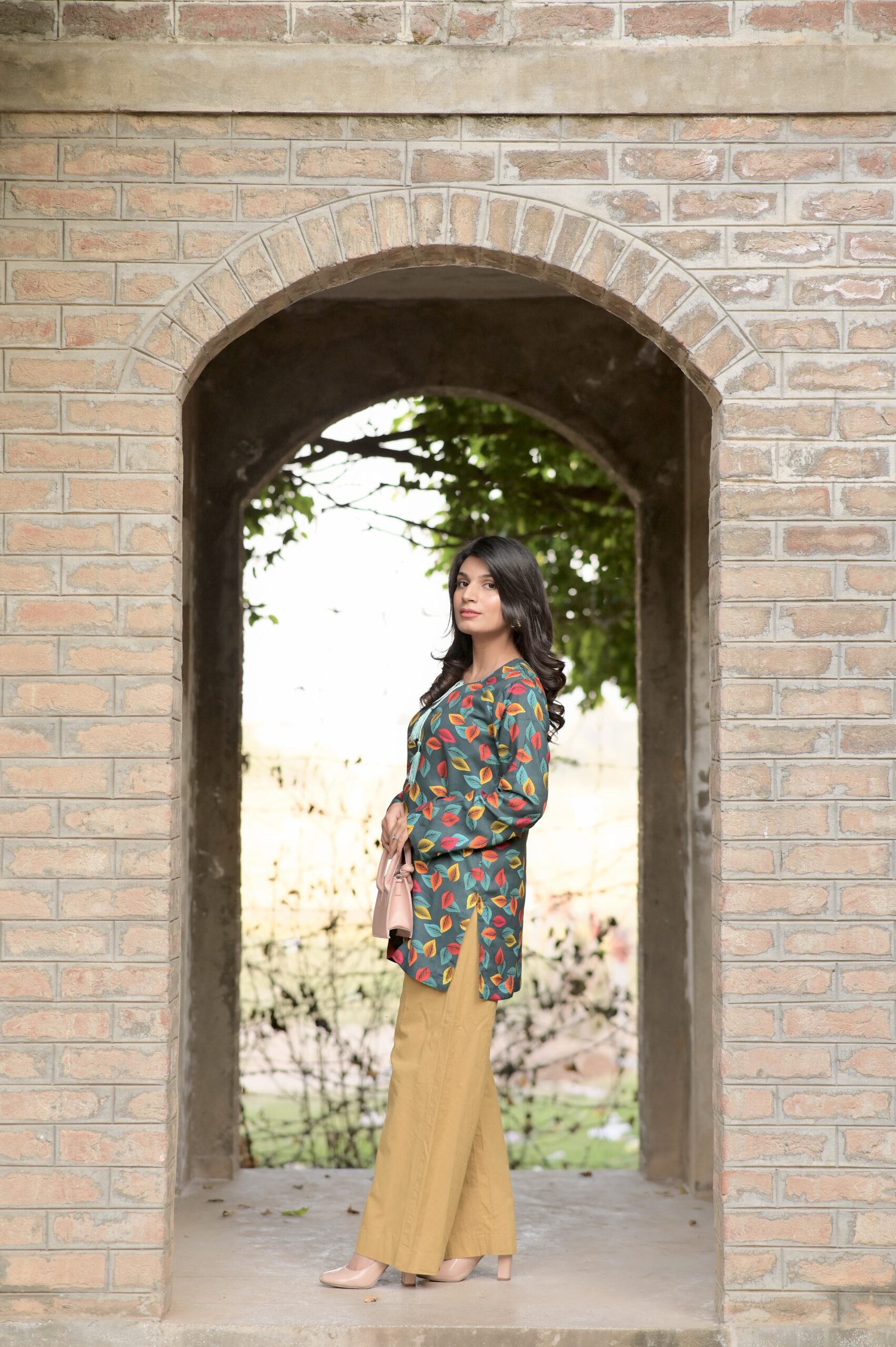 Teal Multicolor Printed Stitched Kurti - Image 4